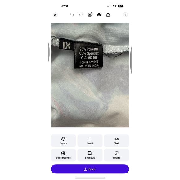 Tango Mango Top 1/4 Zip Mock Neck Mesh Sleeve White Blue Floral 1X - Picture 10 of 12